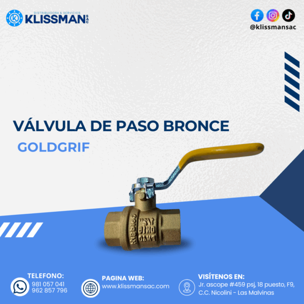 VÁLVULA DE PASO BRONCE GOLDGRIF